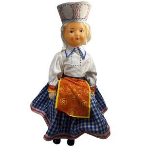 Vintage Russian Toy Beriozka Doll Hat Apron Plastic Original Receipt 12.5" RARE!